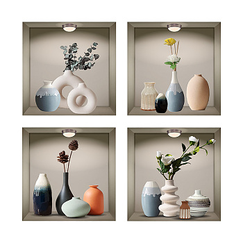 PVC Wall Stickers, Wall Decoration, Vase Pattern, 770x390mm