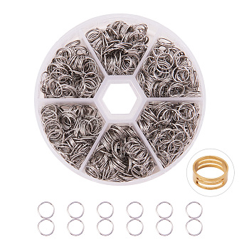 PandaHall Elite 304 Stainless Steel Split Rings, Double Loops Jump Rings, Stainless Steel Color, 8x0.6mm, 500~560pcs/box