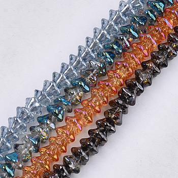 Electroplate Glass Beads Strands, Petunia, Mixed Color, 6x8x8mm, Hole: 0.9mm, about 120pcs/strand, 23.6 inch