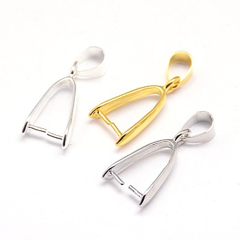 Brass Ice Pick Pinch Bails, Pendant Bails, Cadmium Free & Nickel Free & Lead Free, Mixed Color, 19x10x4mm, Hole: 4x5mm