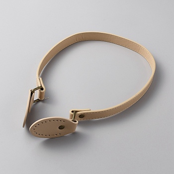 Imitation Leather Sew on Bag Handles, with Iron Findings, Wheat, 67x4.1x0.7cm, Hole: 1.5mm