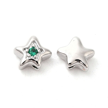 Green Star Brass+Cubic Zirconia Beads