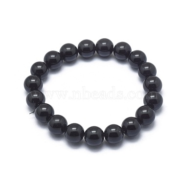 Synthetic Black Stone Bead Stretch Bracelets(BJEW-K212-B-032)-2