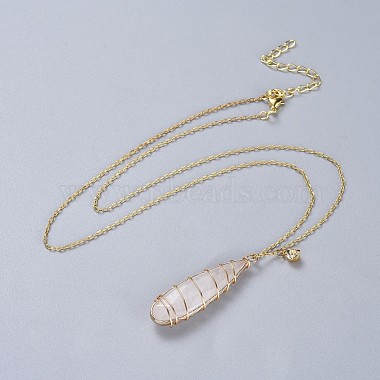Natural Quartz Crystal Pendants Necklaces and Dangle Earrings Jewelry Sets(SJEW-JS01026)-2
