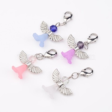 Antique Silver Mixed Color Angel & Fairy Alloy+Glass Pendants