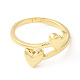 Rack Plating Brass Double Heart Cuff Rings(RJEW-R137-02G)-1