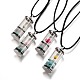 Glass Wishing Bottle Leather Cord Pendant Necklaces(NJEW-Z009-A)-1