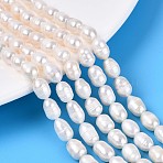 Natural Cultured Freshwater Pearl Beads Strands, Rice, Creamy White, 7~10x5~6mm, Hole: 0.4~0.5mm, about 41~43pcs/strand, 12.99~13.39''(33~34cm)(PEAR-T006-19B)