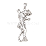 304 Stainless Steel Big Pendants, Leopard Charms, Non-Tarnish, Stainless Steel Color, 58.5x26.5x8.5mm, Hole: 8.5x5.5mm(STAS-C164-03P)