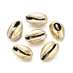 Electroplated Shell Beads, Cowrie Shells, Golden, 15~20x10~12x5~6mm, Hole: 12~14x2~3mm(BSHE-O017-13KCG)