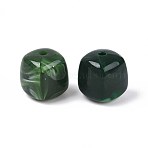Opaque Acrylic Beads, Square, Dark Green, 17x16x16mm, Hole: 2.7mm(OACR-ZX006-33K)