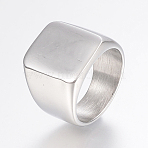 Tarnish Resistant 304 Stainless Steel Signet Band Rings for Men, Wide Band Finger Rings, Rectangle, Stainless Steel Color, Size 11, 21mm(RJEW-G091-16-21mm-P)