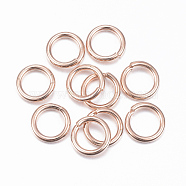 304 Stainless Steel Open Jump Rings, Rose Gold, 8x1.2mm, Inner Diameter: 6mm(X-STAS-H558-02RG)