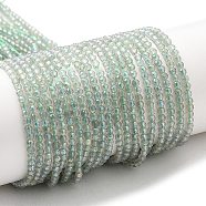 Electroplate Transparent Glass Beads Strands, Rainbow Plated, Faceted Round, Pale Green, 2mm, Hole: 0.7mm, about 184~187pcs/strand, 14.45''(36.7cm)(GLAA-H021-01A-FR07)