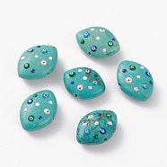 Natural Howlite Beads, Dyed & Heated, with Enamel, Rugby with Evil Eye, 19.5~21x14.5~15.5x7.7~8mm, Hole: 0.8~1.2mm(G-C300-17)