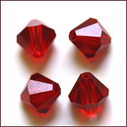 Imitation Austrian Crystal Beads, Grade AAA, Faceted, Bicone, Dark Red, 8x8mm, Hole: 0.9~1mm(SWAR-F022-8x8mm-208)