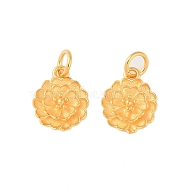 925 Sterling Silver Flower Charms with Jump Rings & 925 Stamp, Real 18K Gold Plated, 11.5x9.5x3mm, Hole: 3mm(STER-P060-03G)