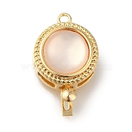 Brass Box Clasps with Resin, Flat Round, Real 18K Gold Plated, 19x13x8mm, Hole: 1.6mm(KK-H480-07G)