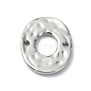 Rack Plating Alloy Links, Textured Hollow Oval Connector Charms, Platinum, 18x15x2mm, Hole: 1.5mm(FIND-M014-02P)