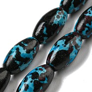 Spray Painted Synthetic Turquoise Beads Strands, Oval, Black, 12x6.5mm, Hole: 1.2~1.4mm, about 33pcs/strand, 15.55~15.75''(39.5~40cm)(G-E617-B07-01A)