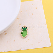 Alloy Pendants, with Enamel, Cadmium Free & Lead Free, DIY Accessories, Carrot, Matte Gold Color, Lime Green, 25x12mm(PALLOY-CJC0004-05B)