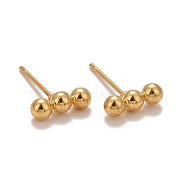201 Stainless Steel Beaded Horizontal Bar Stud Earrings with 316 Stainless Steel Pin for Women, Golden, 9x3mm, Pin: 0.6mm(STAS-K238-01G)
