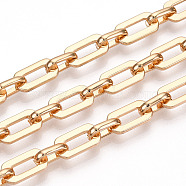 Iron Oval Link Chains, Unwelded, with Spool, Light Gold, 13.5x7x1.5mm, about 32.81 Feet(10m)/Roll(CH-N004-12KCG)