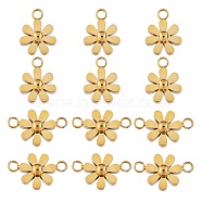 12Pcs 430 Stainless Steel Small Flower Connector Charms & Pendants, Metal Daisy Pendant for Jewelry Earring Bracelet Handmade Making, Golden, 9mm, Hole: 2mm(JX240B)