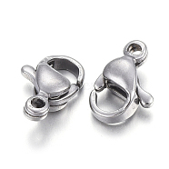 304 Stainless Steel Lobster Claw Clasps, Parrot Trigger Clasps, Stainless Steel Color, 9x6x3mm, Hole: 1mm(X-STAS-F182-01P-F)