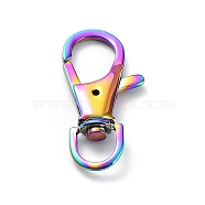 Ion Plating(IP) 304 Stainless Steel Swivel Lobster Claw Clasps, Swivel Snap Hook, Rainbow Color, 34x16x5mm, Hole: 8mm(STAS-I117-01M)