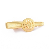 Hair Accessories Iron Alligator Hair Clip Findings, with Brass Flat Cabochon Bezel Settings, Long-Lasting Plated, Golden, 35x4mm, Flat Round: 12mm(IFIN-L035-05G)
