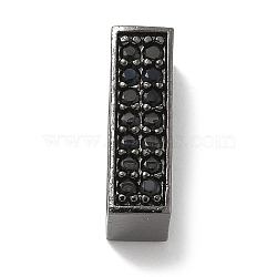 Rack Plating Rectangle Brass Micro Pave Cubic Zirconia Slide Charms, Long-Lasting Plated, Lead Free & Cadmium Free, Gunmetal, 12x4x6mm, Hole: 3.5x10.5mm(KK-L224-037B)