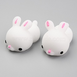 Rabbit Shape Squishy Stress Toy, Funny Fidget Sensory Toy, for Stress Anxiety Relief, White, 40x25x25mm(AJEW-H125-08)