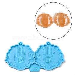 DIY Pendant Silicone Molds, Resin Casting Molds, for UV Resin, Epoxy Resin Jewelry Making, Palm, 55x105x4mm, Hole: 2mm, Inner Diameter: 49.5x50.5mm(DIY-F142-02A)