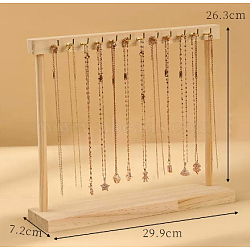 Wooden Necklace Display Stands, Jewelry Organizer Display Rack for Necklace, BurlyWood, 7.2x29.9x26.3cm(PW-WG23656-01)