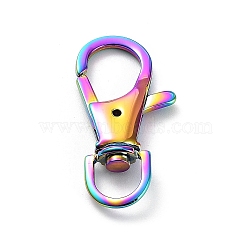 Ion Plating(IP) 304 Stainless Steel Swivel Lobster Claw Clasps, Swivel Snap Hook, Rainbow Color, 34x16x5mm, Hole: 8mm(STAS-I117-01M)