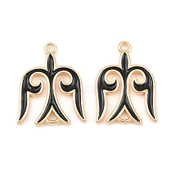 Brass Enamel Connector Charms, Swallow Links, Real 18K Gold Plated, Black, 23x17x2mm, Hole: 1.7mm(KK-CBA6818-01G-02)