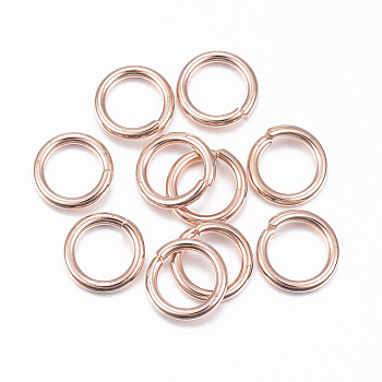 304 Stainless Steel Open Jump Rings, Rose Gold, 8x1.2mm, Inner Diameter: 6mm