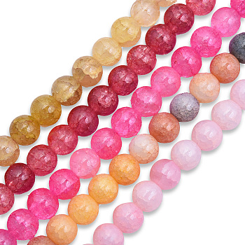 Crackle Glass Beads Strands, Dyed & Heated, Round, Mixed Color, 10mm, Hole: 1mm, about 78~79pcs/strand, 29.92 inch~30.24 inch(76~76.8cm)