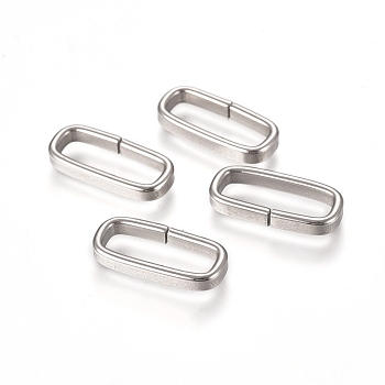 201 Stainless Steel Quick Link Connectors, Linking Rings, Closed but Unsoldered, Rectangle, Stainless Steel Color, 16.5x7.3x2.3mm, Inner Diameter: 13.5x4.5mm