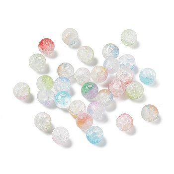 Frosted Crackle Glass Beads, Round, Mixed Color, 8x7.5mm, Hole: 1.6mm, about 1470pcs/1000g
