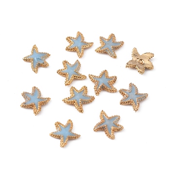 Alloy Enamel Cabochons, Nail Art Decoration Accessories, Golden, Starfish, Cornflower Blue, 6x6x1mm