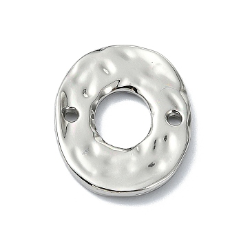 Rack Plating Alloy Links, Textured Hollow Oval Connector Charms, Platinum, 18x15x2mm, Hole: 1.5mm