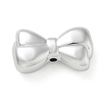 Plating Acrylic Beads, Bowknot, Silver Plated, 16x29x8.5mm, Hole: 2.2mm