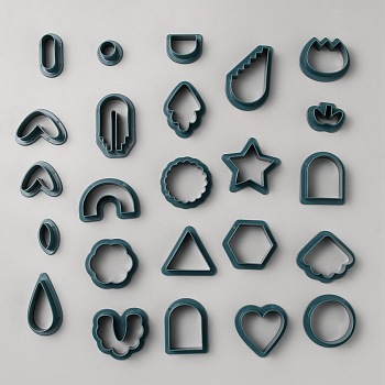 24pcs Plastic Molds, for Cookie Cutter, DIY Polymer Clay Cutting Tools, Dark Slate Gray, 23.5~52x17~47x15mm, 24pcs/set