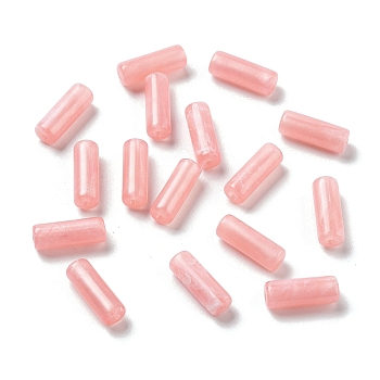 Opaque Acrylic Beads, Two Tone, Column, Pink, 13.5x4.7mm, Hole: 1.4mm