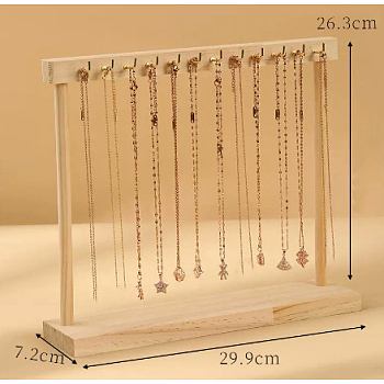 Wooden Necklace Display Stands, Jewelry Organizer Display Rack for Necklace, BurlyWood, 7.2x29.9x26.3cm