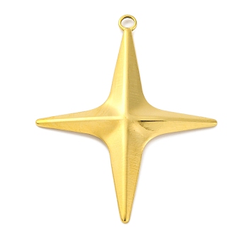 Ion Plating(IP) 304 Stainless Steel Pendants, Star Charm, Real 18K Gold Plated, 48x38x3mm, Hole: 3mm