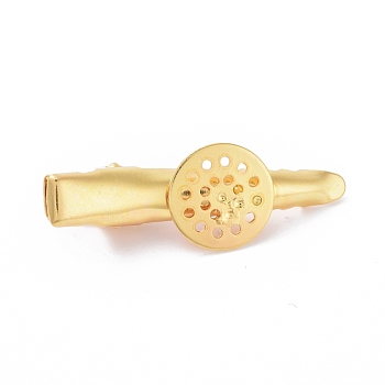 Hair Accessories Iron Alligator Hair Clip Findings, with Brass Flat Cabochon Bezel Settings, Long-Lasting Plated, Golden, 35x4mm, Flat Round: 12mm
