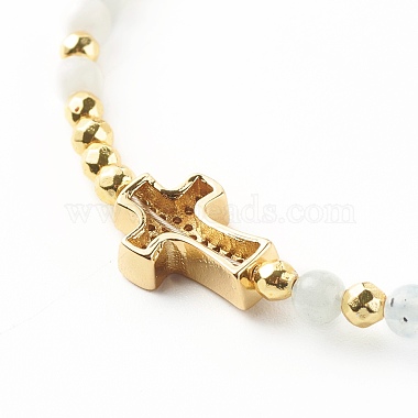 Cross Cubic Zirconia Beaded Bracelet for Girl Women(BJEW-JB06848-04)-5